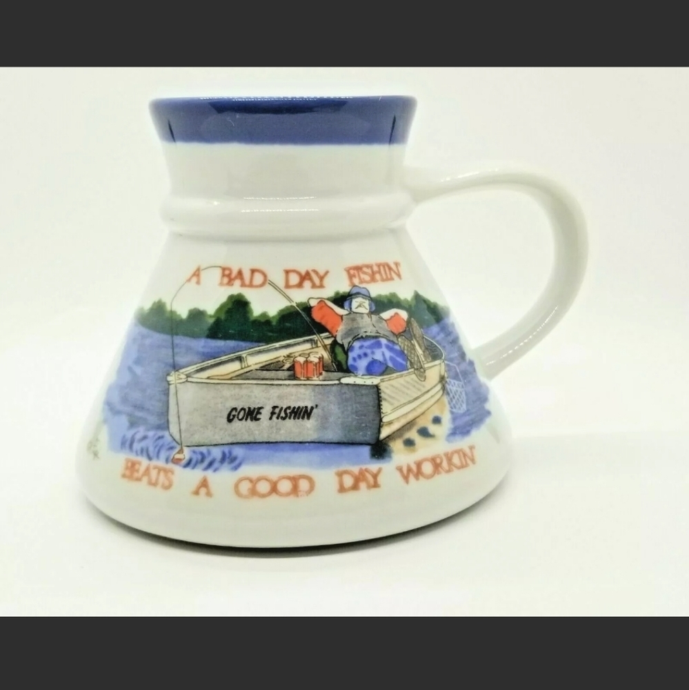 Vintage Figi Travel Mug "Bad Day Fishin' Beats A g